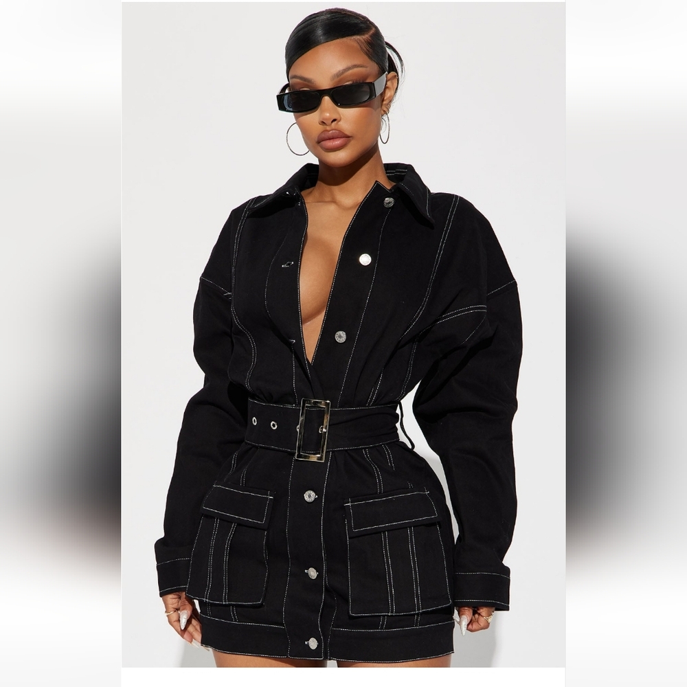 Stephanie Denim Mini Dress - Black